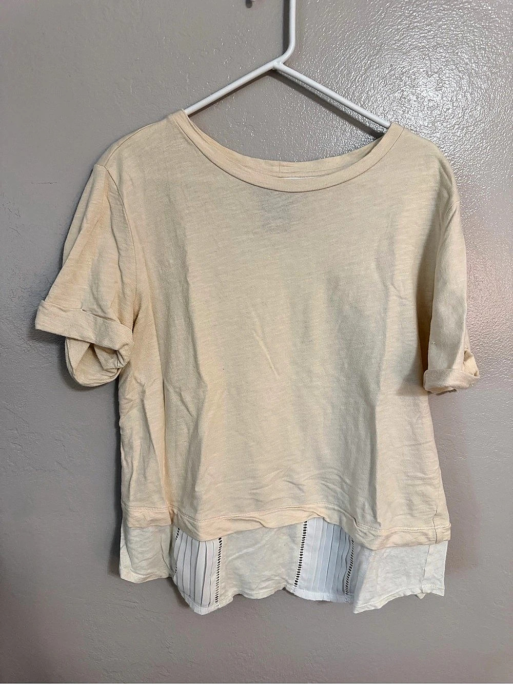 dolan Left Coast Collection Layered Short Sleeve Top in Cream
